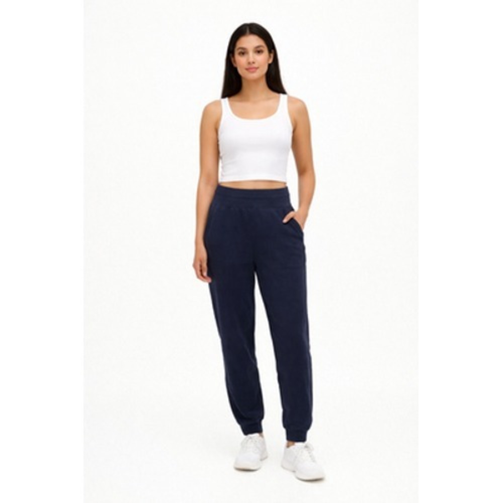 Lululemon French Terry Jogger Pants Womens 4 Blue High Rise Cotton Elastic Waist